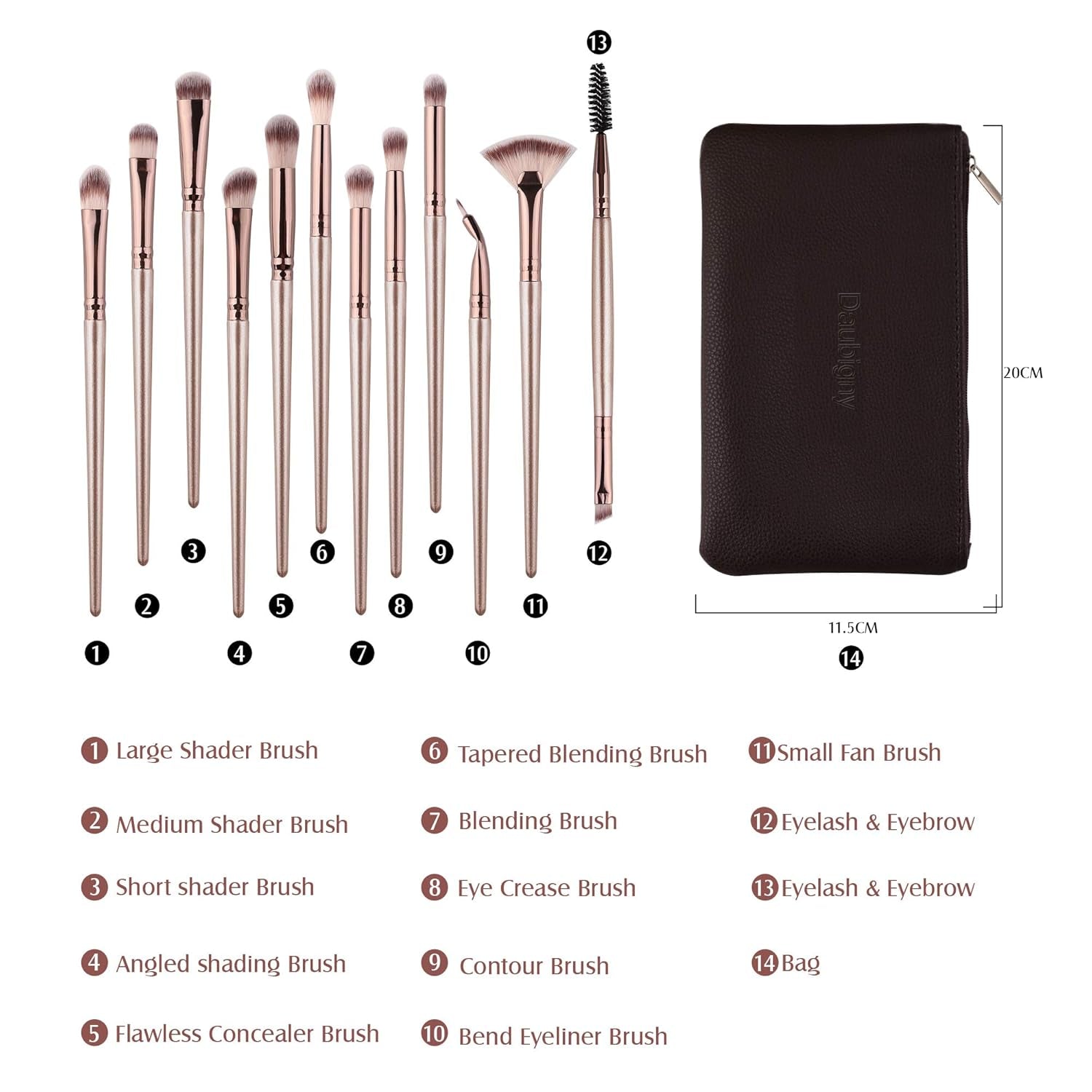 Maison Gold – Professional 12 Piece Eye Makeup Brush Collection